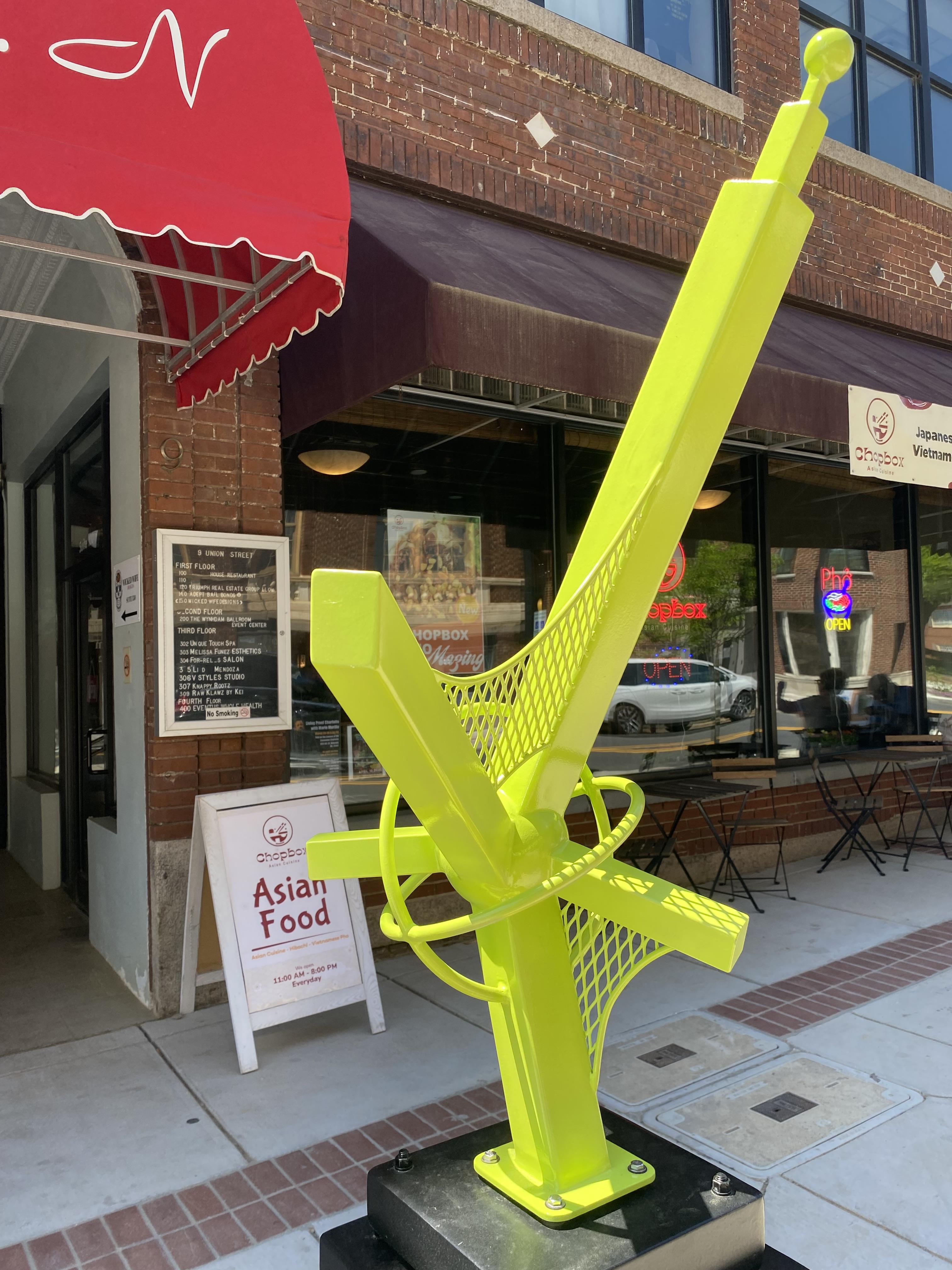 Zoomed in picture showing the "Connected" sculpture in Downtown Concord